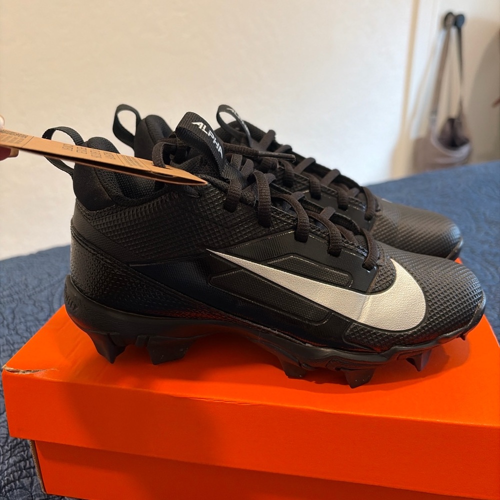 Nike Kids Shoes (Cleats) - Black and Metallic Silver